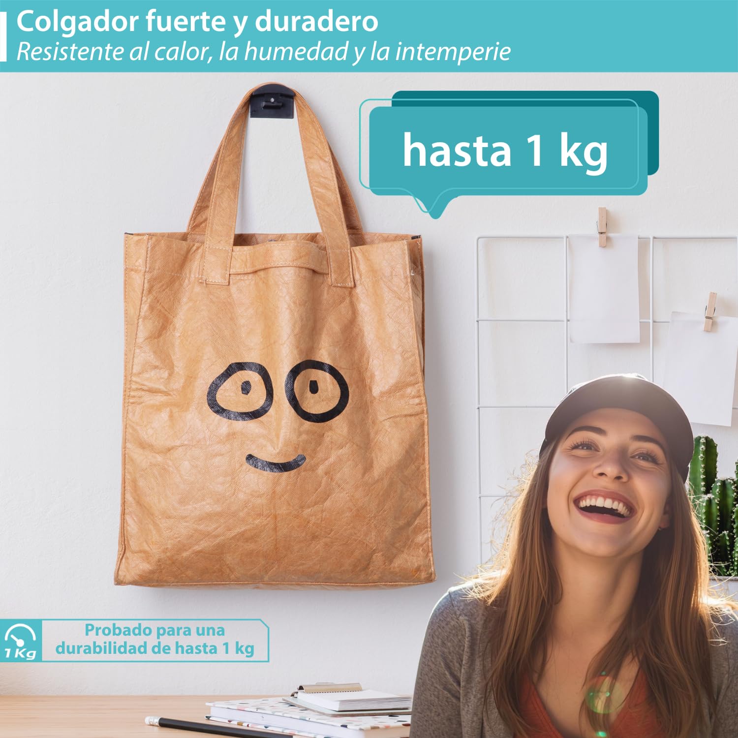 Colgador Gorras Organizador Negros – 10 Ganchos Pared (2 en 1 Adhesivo o Tornillos) Perchero Modular para Gorra Abrigo Ligero Auriculares Llaves Cuelga Hasta 1 Kg Estilo Moderno para Hogar y Armario