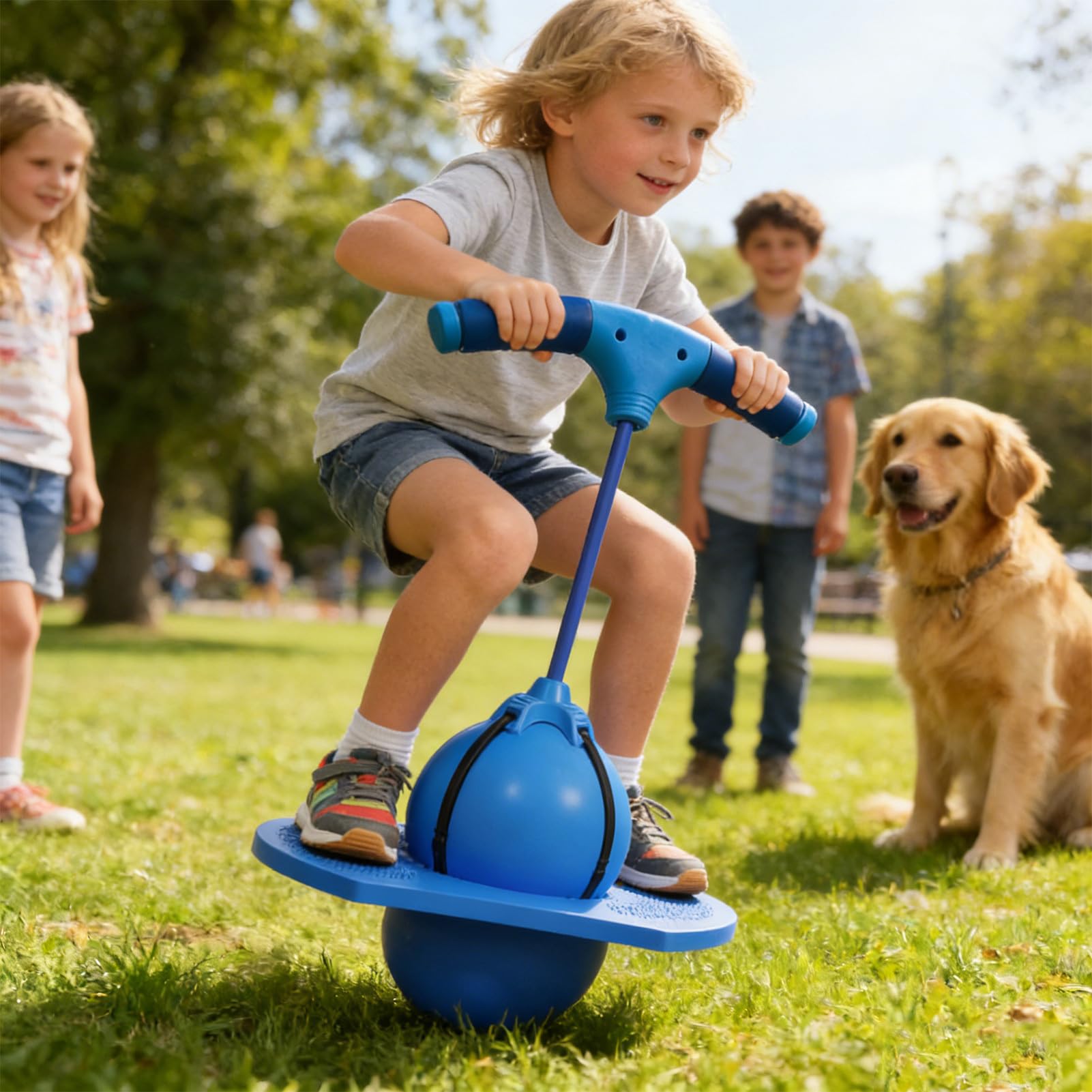 Pelotas saltarinas para niños, Pelota de Equilibrio Tabla de Rebote con Bomba & Mango, Pelota de Equilibrio saltarín, para niñas niños y Adultos Ejercicio de Salto y equilibrios