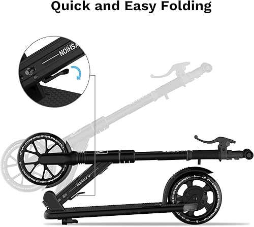 Miniatura 2 de Playshion Patinete de altura ajustable para niños de 8 años para arriba-grande, ruedas de 8 y 5.7 pulgadas, liberación rápida, plegables, con