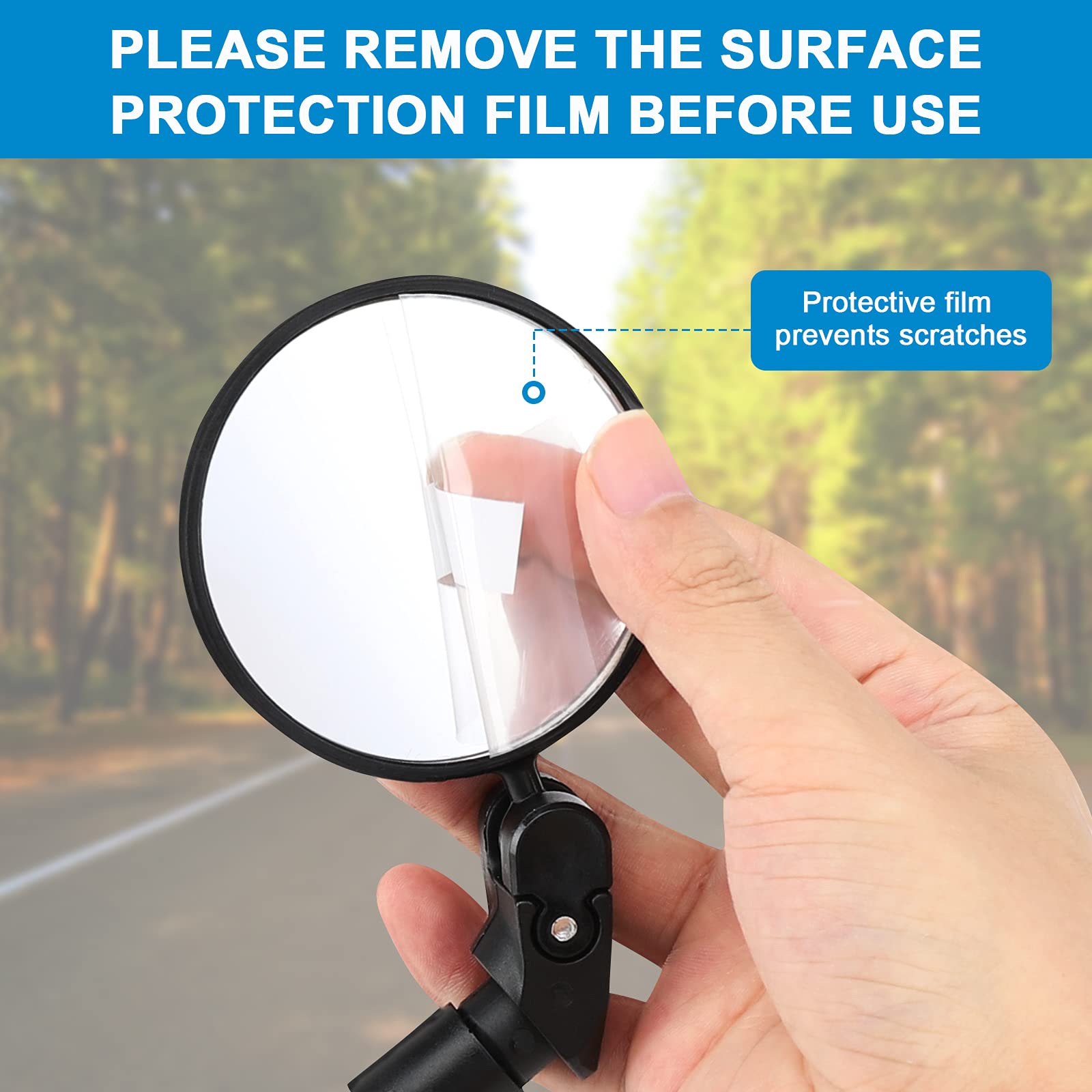 Accmor 2pcs Bike Mirror, Bar End Bicycle Riding Rearview Mirrors for Handlebars, Adjustable 360 Degree Rotatable Convex Mirror for Mountain Road Bikes