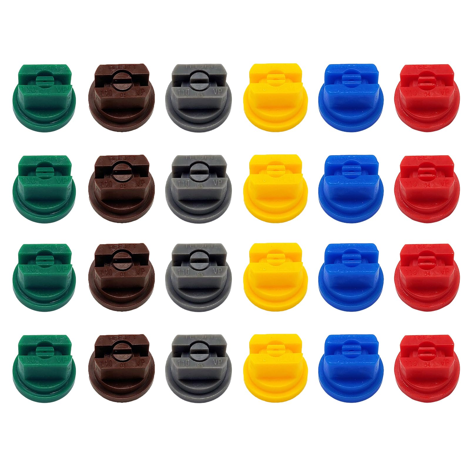 Tinminx 24Pcs 110 Degree Fan Spray Nozzles, Garden Atomizing Nozzle Tips, 6 Sizes Colourful Plastic Sprayer Nozzles for Agriculture Weeding Gardening