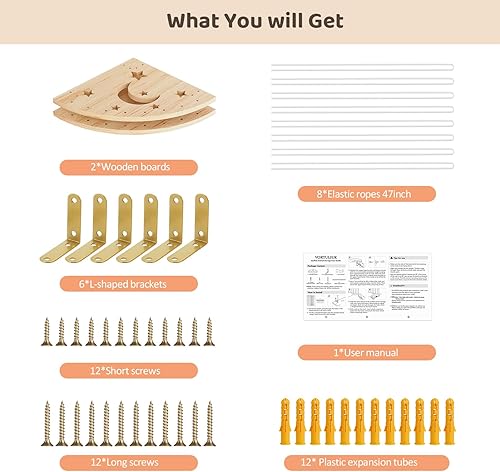 Miniatura 7 de Organizador de juguetes de almacenamiento de animales de peluche, estante de pared de almacenamiento de felpa de esquina de madera con longitud