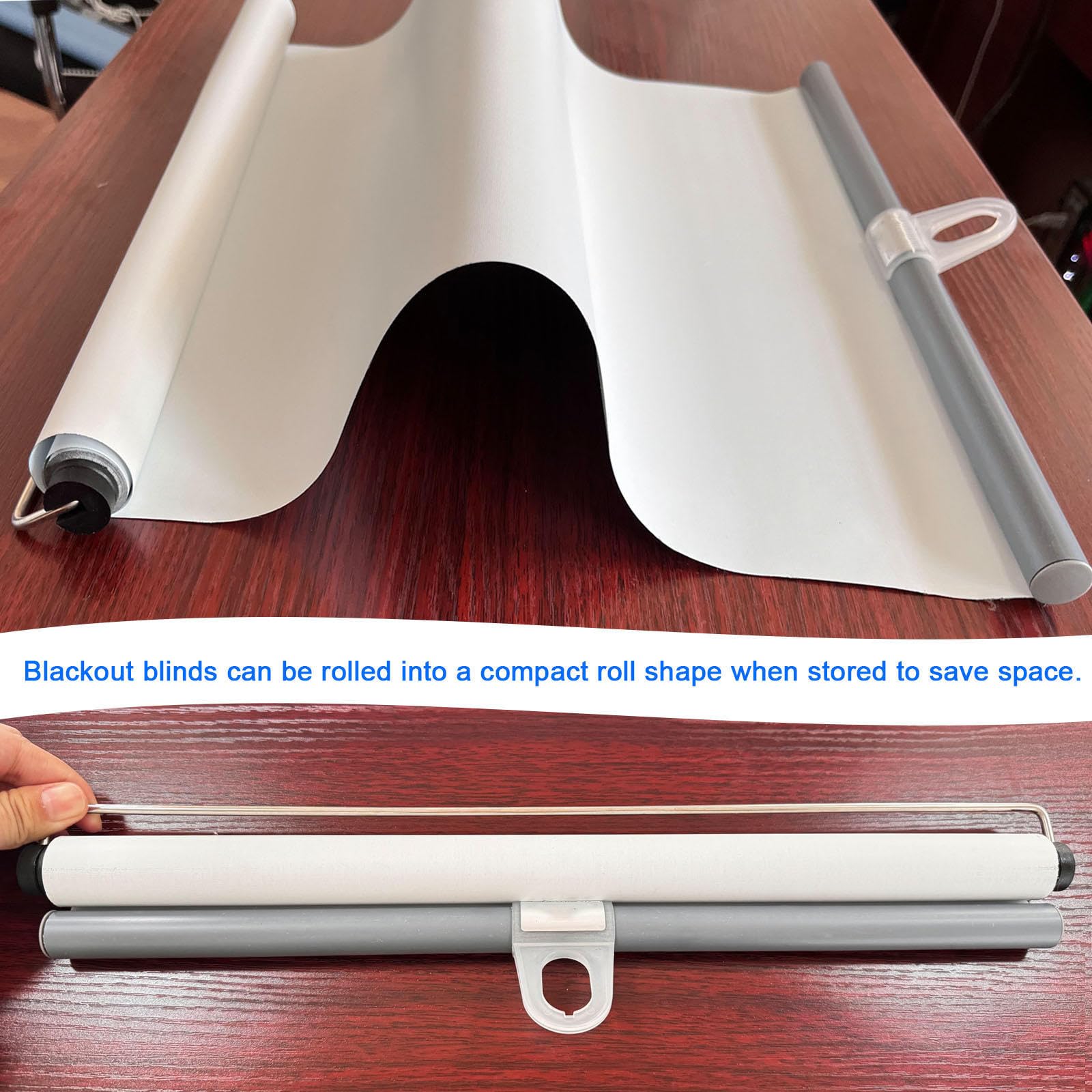 Tende a Rullo Termoisolanti Senza Forare,Tende Oscuranti,Tende Avvolgibili Retrattili Automatiche,Tende Temporanee per Porte E Finestre,con Gancio Trasparente,White-75x200cm(29.5x78.7in)