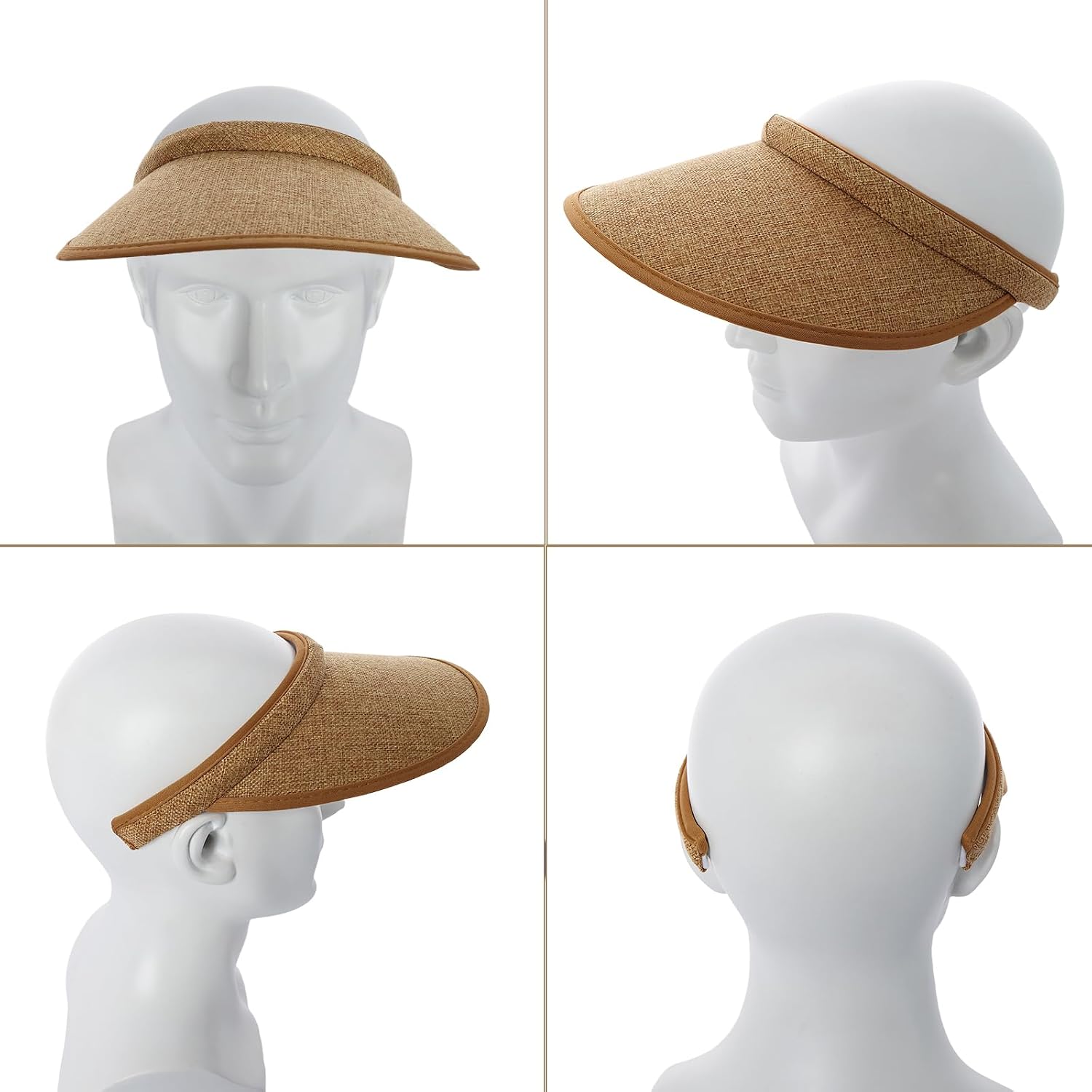 4 Pcs Wide Brim Sun Visor Hat UV Protection Golf Visor with Clip for Sports Travel Outdoor Beach Summer Women
