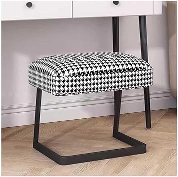 Home Office Bench Stand Velvet Vanity Stool, Light Luxury Modern Vanity Bench Rectangular Ottoman Footstool Upholstered Cosmetic Bench with Molded Metal Frame for Living Room, Bedroom, Dressing Room