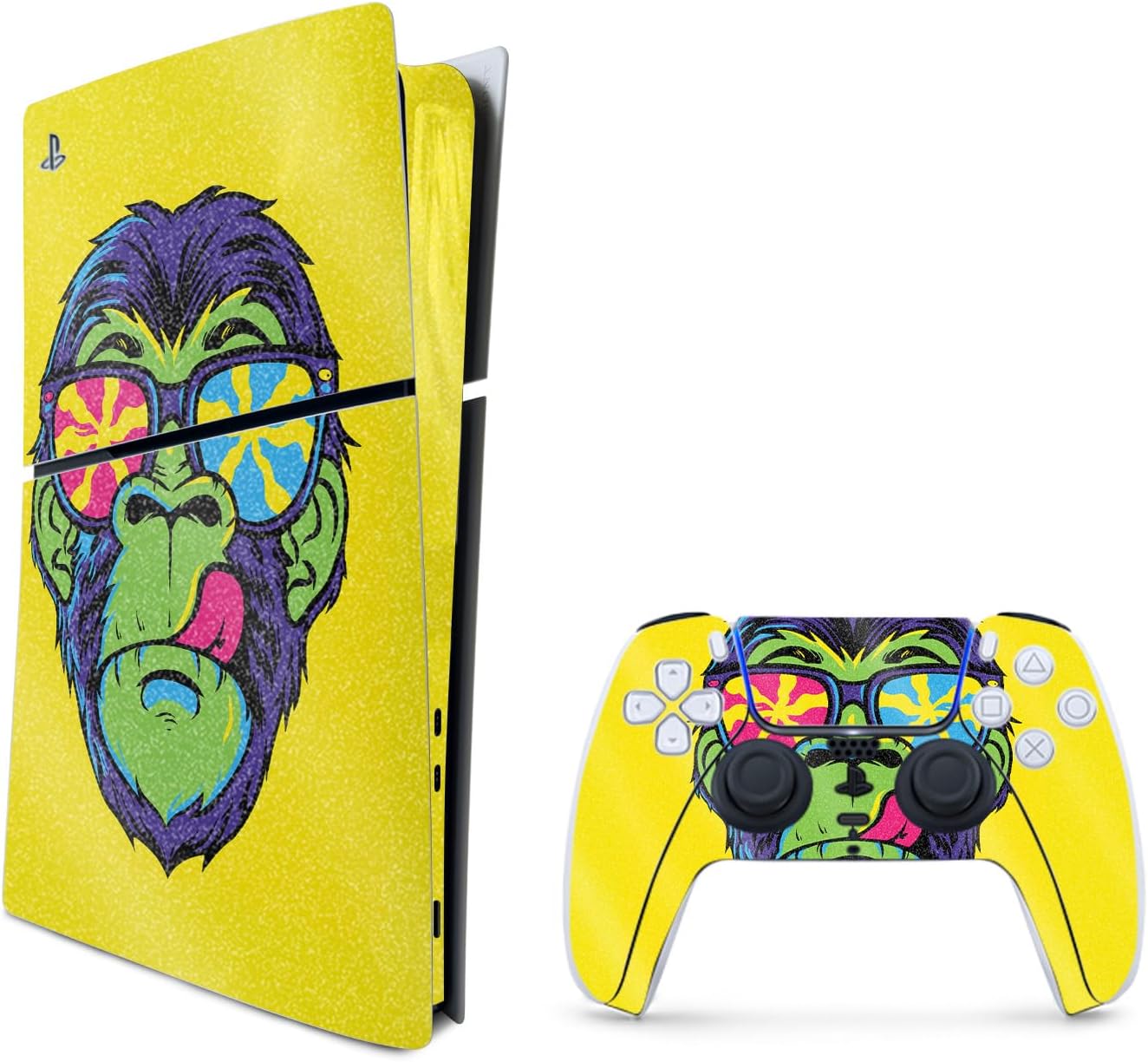 MightySkins Glossy Glitter Skin Compatible with Playstation 5 Slim Digital Edition Bundle - Hypno Chimp | Protective, Durable High-Gloss Glitter Finish | Easy to Apply | Made in The USA