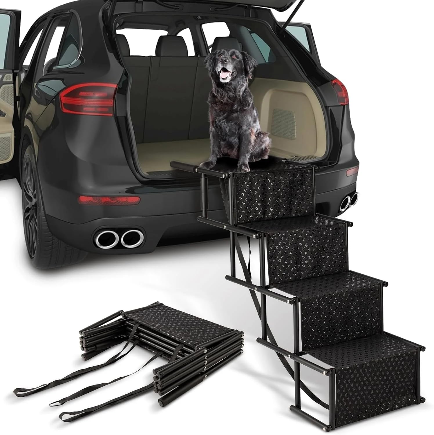 Rampa/Scala per Cani da Auto – Aiuta il Tuo Cane a Salire Senza Sforzo, Pieghevole e Antiscivolo, per Cani Grandi e Anziani fino a 80 kg, Facile da Trasportare