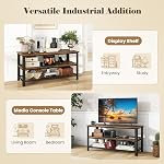 Giantex TV Stand for Bedroom, Entertainment Center for TVs up to 50", 3-Tier Media Console Table with Outlets, USB Ports,Storage Shelves, Metal Frame, 43.5" TV Table for Living Room, Rustic Brown