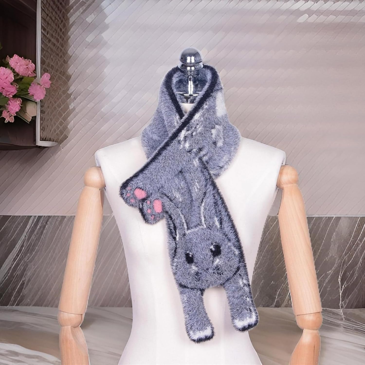 Scarf, Imitation Furs Winter Scarf for Winter Cartoon Neck Shawl Kids Warm Neckwear Outdoor Activity Scarves