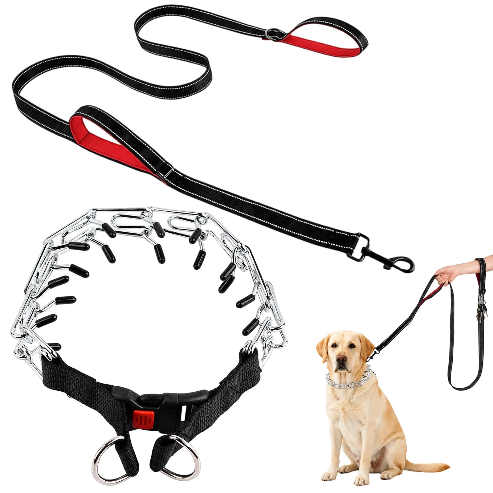 Dog Chain Collar with Long Lead, Adjustable Anti Bark Collar