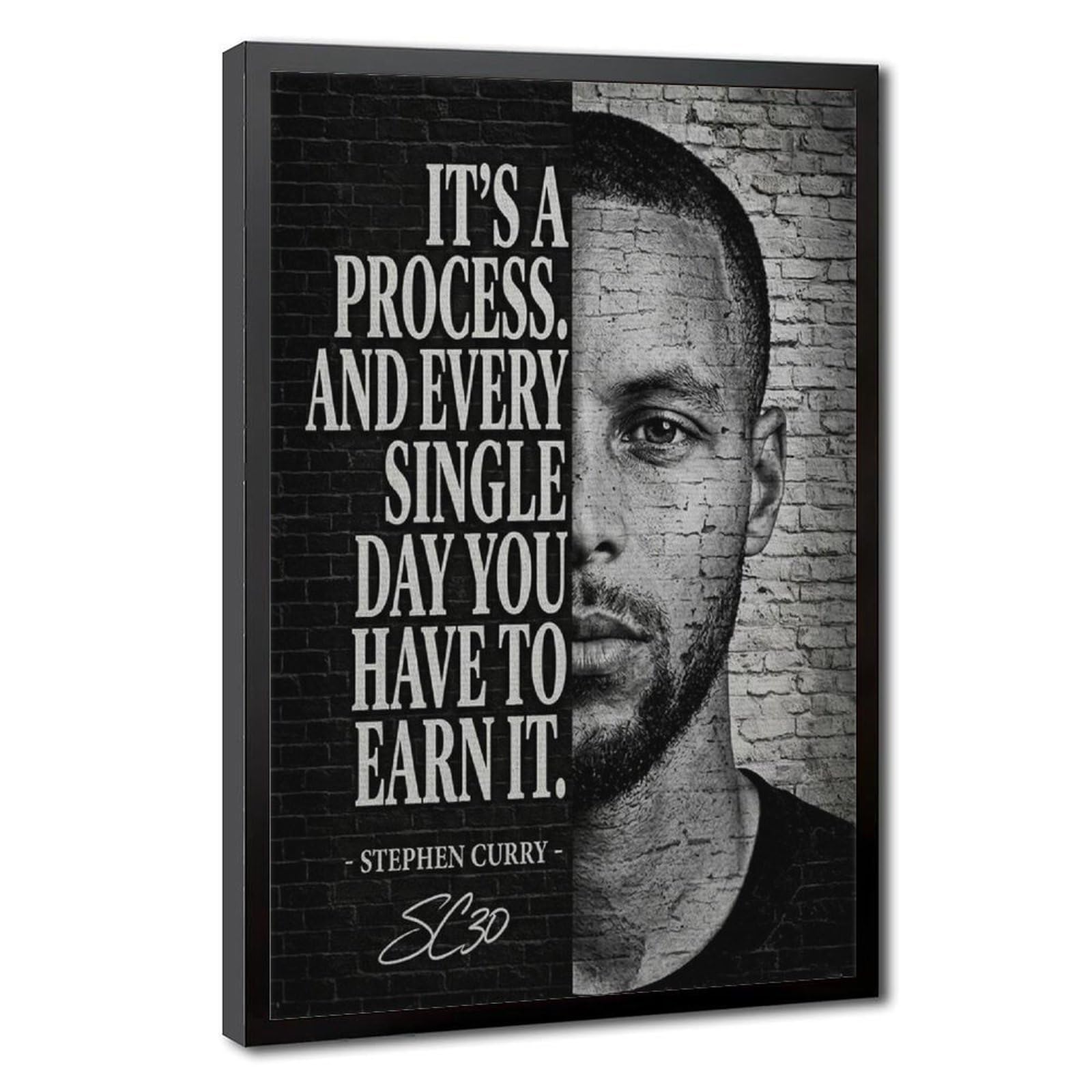 Mnyuein Steph Curry Quotes Canvas Poster Bedroom Decor Sports Landscape Office Room Decor Gift Black Frame 20" L X 30" W