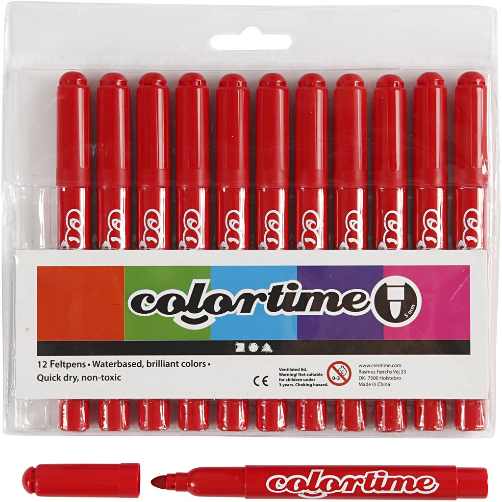 Colortime Marker, 5 mm line, red, 12 pc