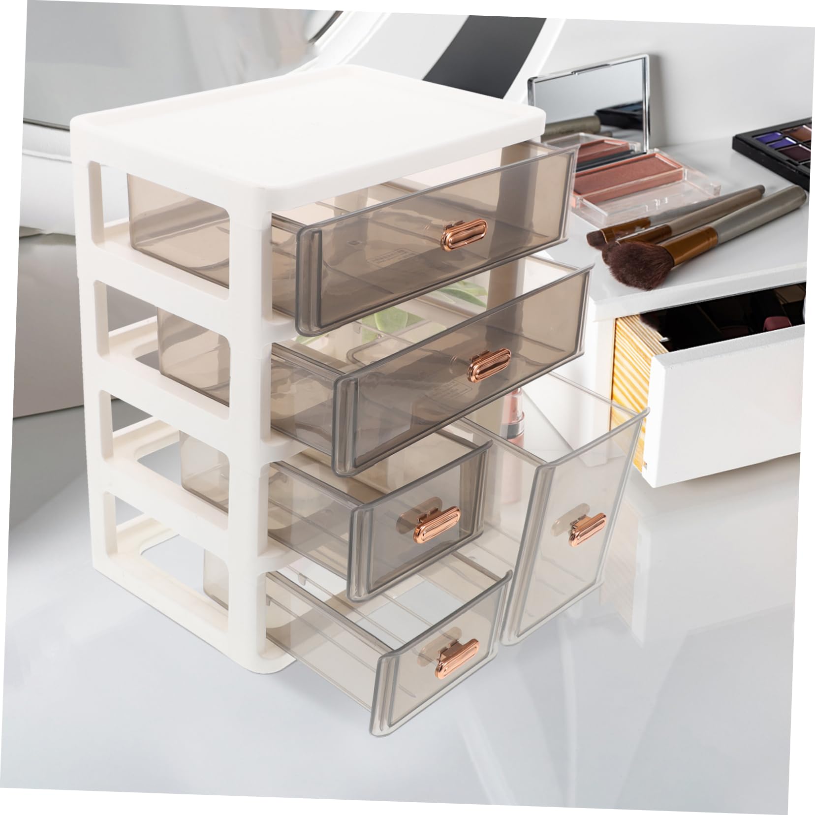 Ciieeo Organizer Da Scrivania Per Toeletta Con Cassetti, Scatola Porta Cosmetici in Plastica Trasparente, Unità Di Archiviazione Desktop Multistrato Per Bagno e Ufficio, Organizer Per Trucco Compatto
