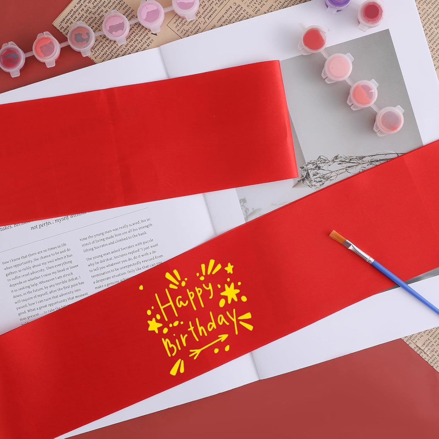 2 Pack Beauty Pageant Sashes Red Sash Satin Sash Blank Plain Sashes | Pageant Party Favors Red Wreath Sash, Prom Queen Sash, Blank Sashes to Decorate Sashes for Wedding Bridal Shower Birthday