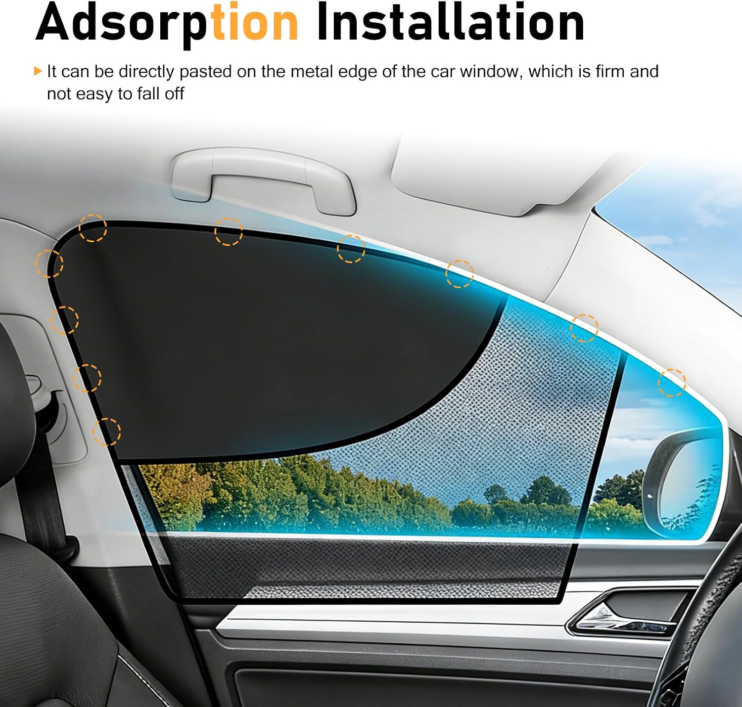 2 PCS Car Window Shades, Sunscreen UV Protection Car Front Side Window Sun Shade, Magnetic Half Blackout & Half See Through Side Window Sun Shade, Universal for Cars, for Driver (Black)