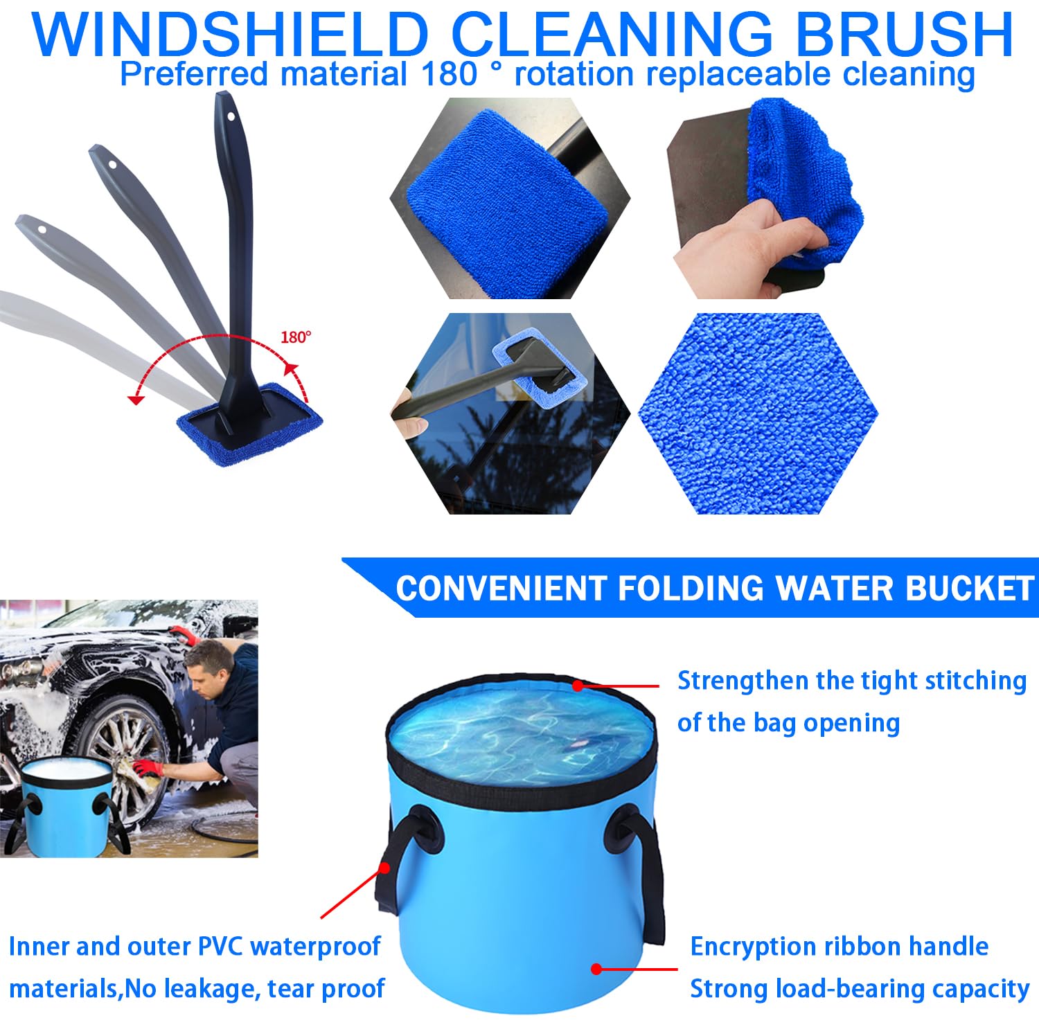 LIANXIN 37Pcs Car Wash Detailing Kit Schiuma Pistola Spruzzatore Manico Lungo Pieghevole Spazzola Lavaggio Auto Secchio Asciugamani Spazzola Pneumatico Guanto Spugna Duster Brush Car Wash Kit è