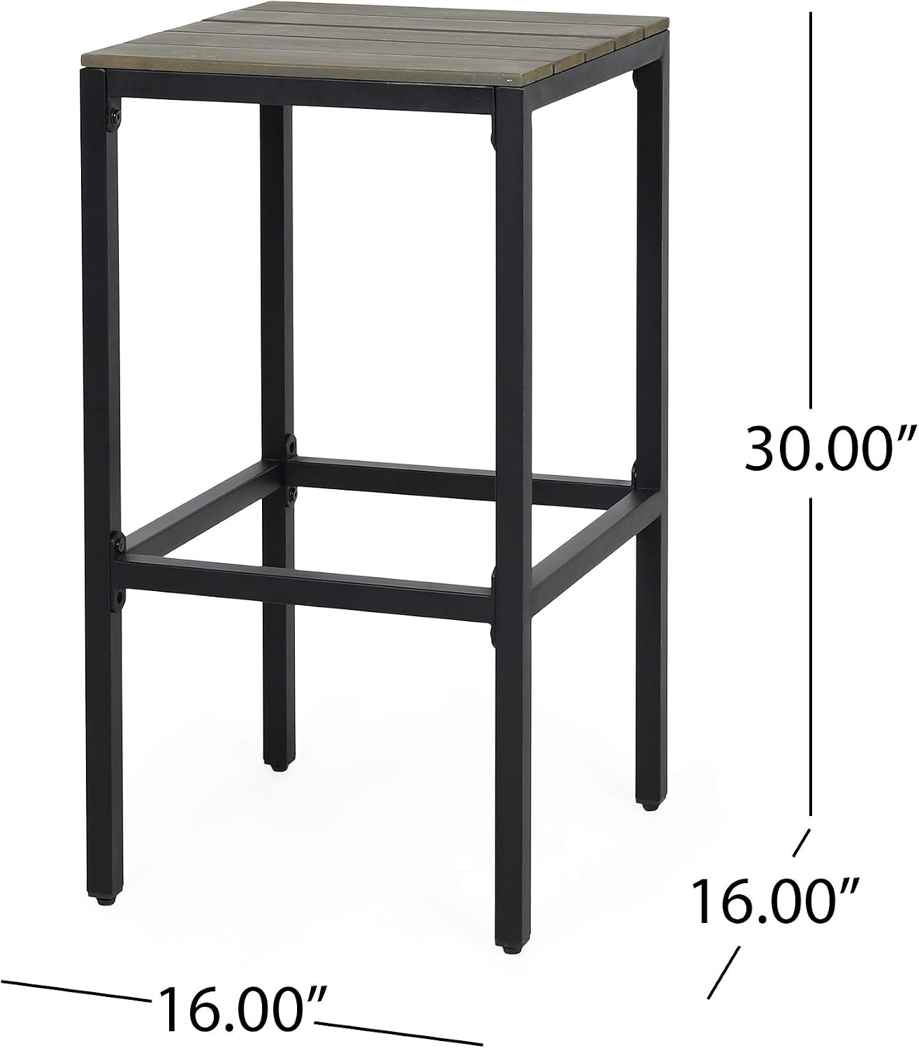 Christopher Knight Home Frieda Outdoor Modern Industrial Acacia Wood Bar Stools (Set of 2), Gray Finish + Black