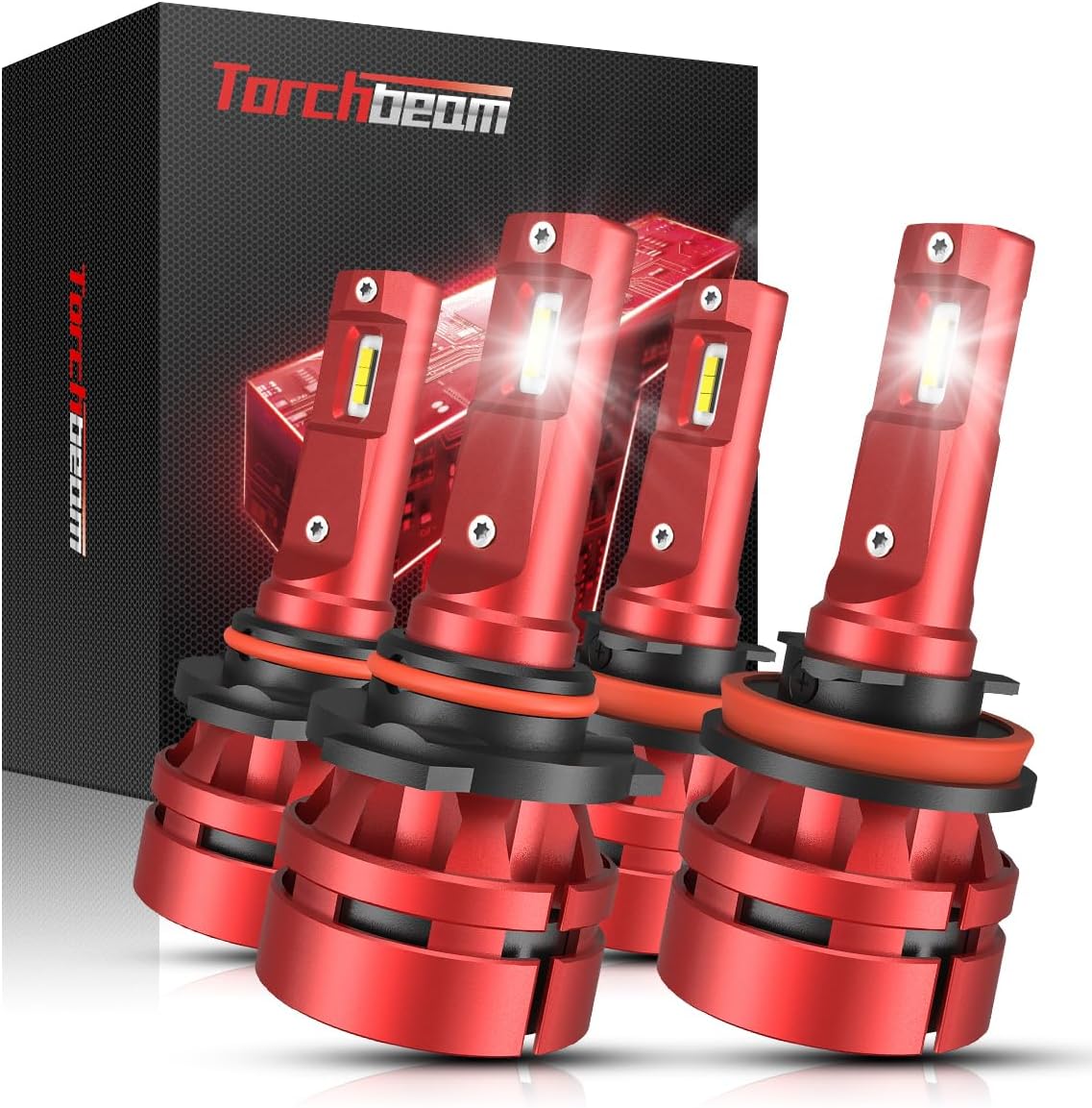 Torchbeam T2 2024 Newest 9005 H11 Fog Bulbs Combo, 6000K Cool White 9005 H11 Fog Light 50000HRS Lifespan Plug and Play for ATVS, Pack of 2
