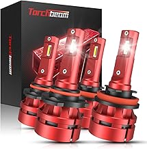 Torchbeam T2 H11/H8/H9 9005/HB3 LED Headlight Bulbs Combo,16000 Lumens 400% Brightness High and Low Beam LED Light Bulbs Kit with Fan,120W 6500K Cool White Halogen Replacement Plug and Play, Pack of 4