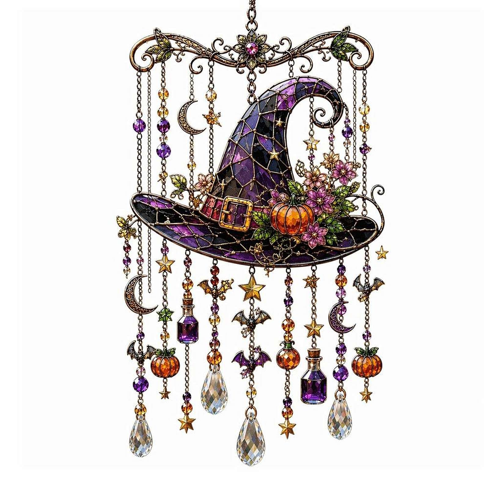Halloween Themed Acrylic Wind Chime Haunted Glow Ghost for Garden Door