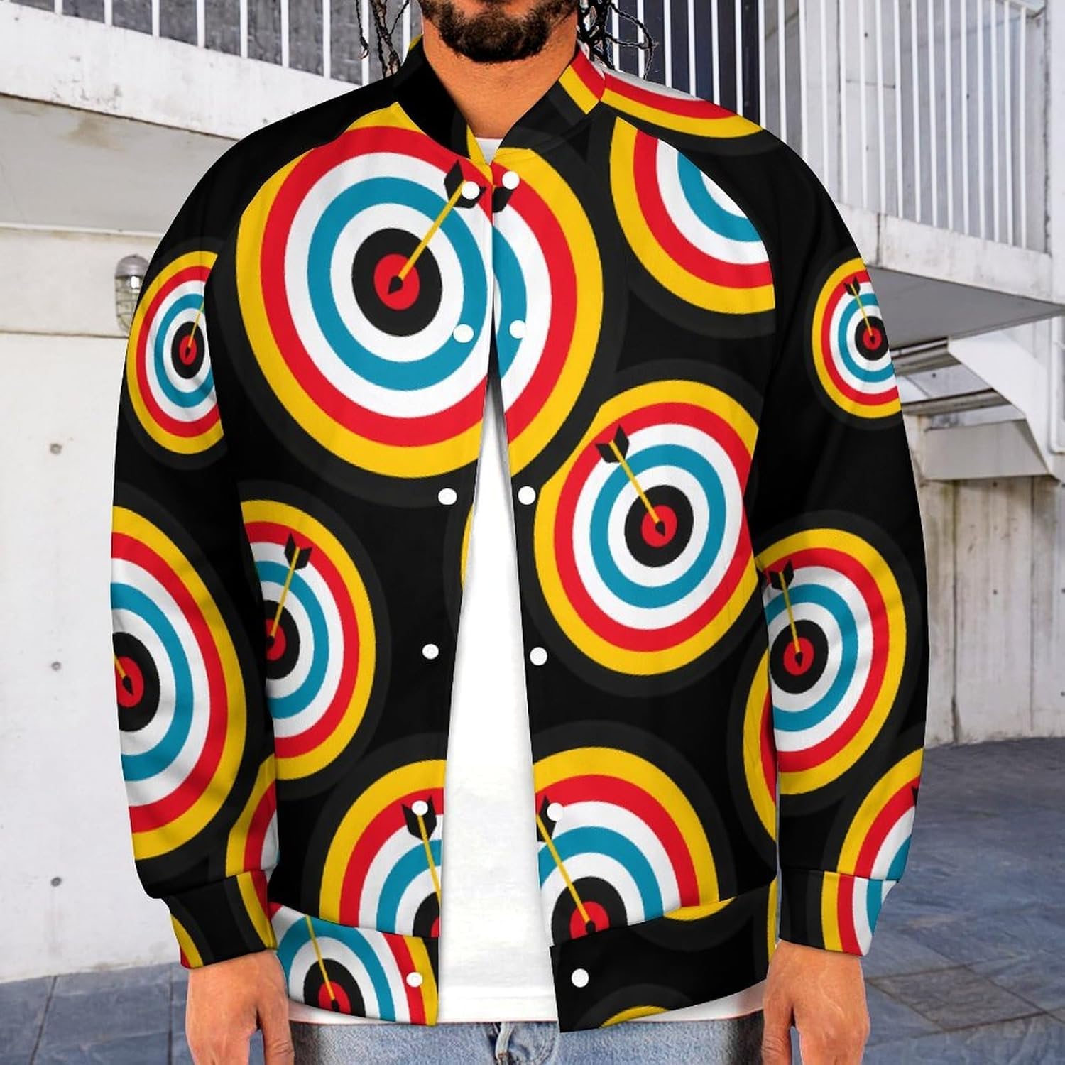 Archery Bullseyes Target Sports Baseball Jacket Fashion Sports Sweatshirts Sweater Casual Coat Outwear for Men