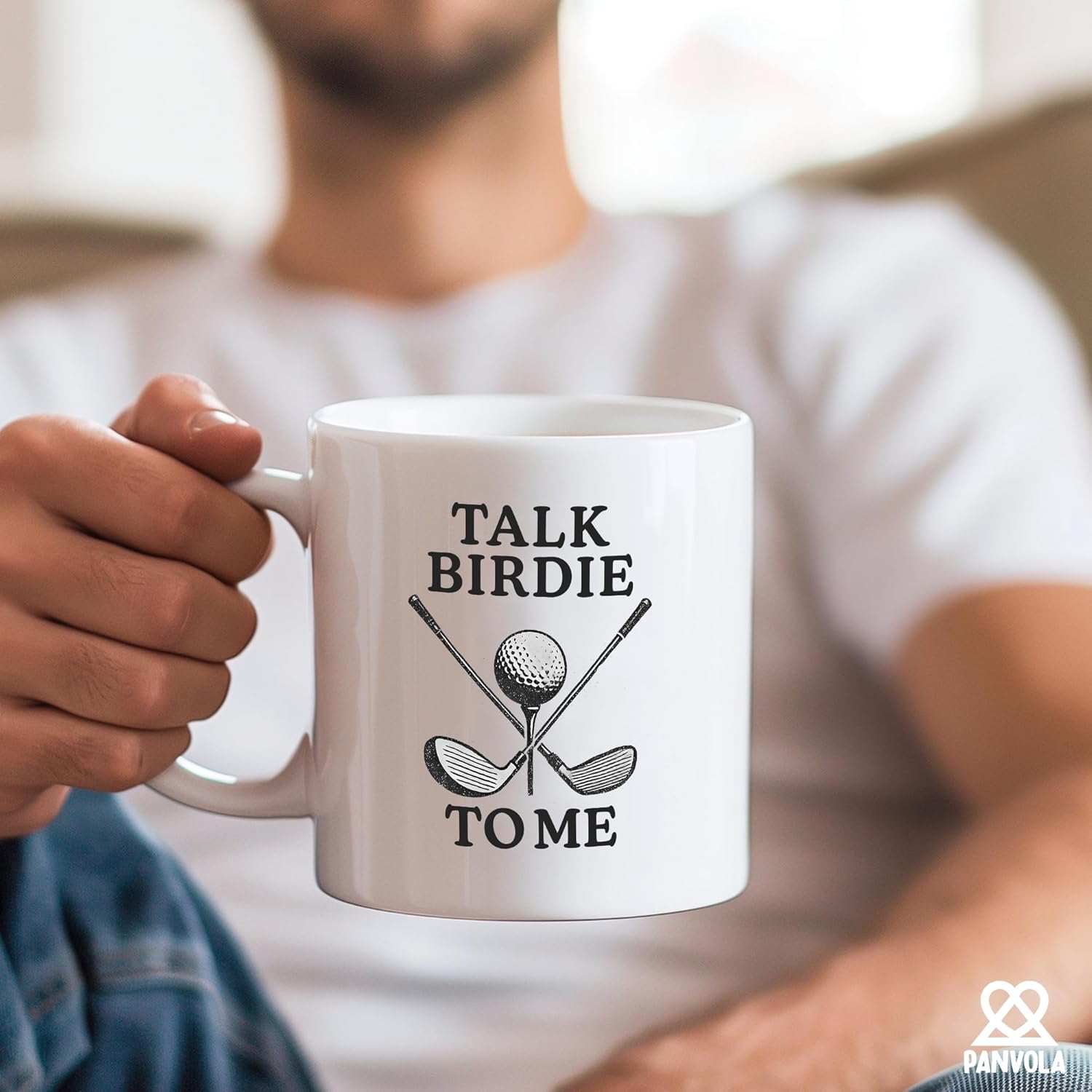 Panvola Talk Birdie To Me Golf Gifts Funny Golf Player Gifts For Dad Mom Grandpa Grandma From Son Daughter Husband Wife Novelty Drinkware Ceramic Mug 11 oz White - Image 4