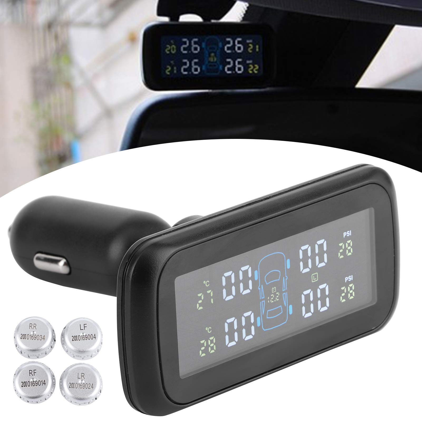 di monitoraggio della Pressione dei Pneumatici TPMS Wireless con Monitor LCD a 4 sensori