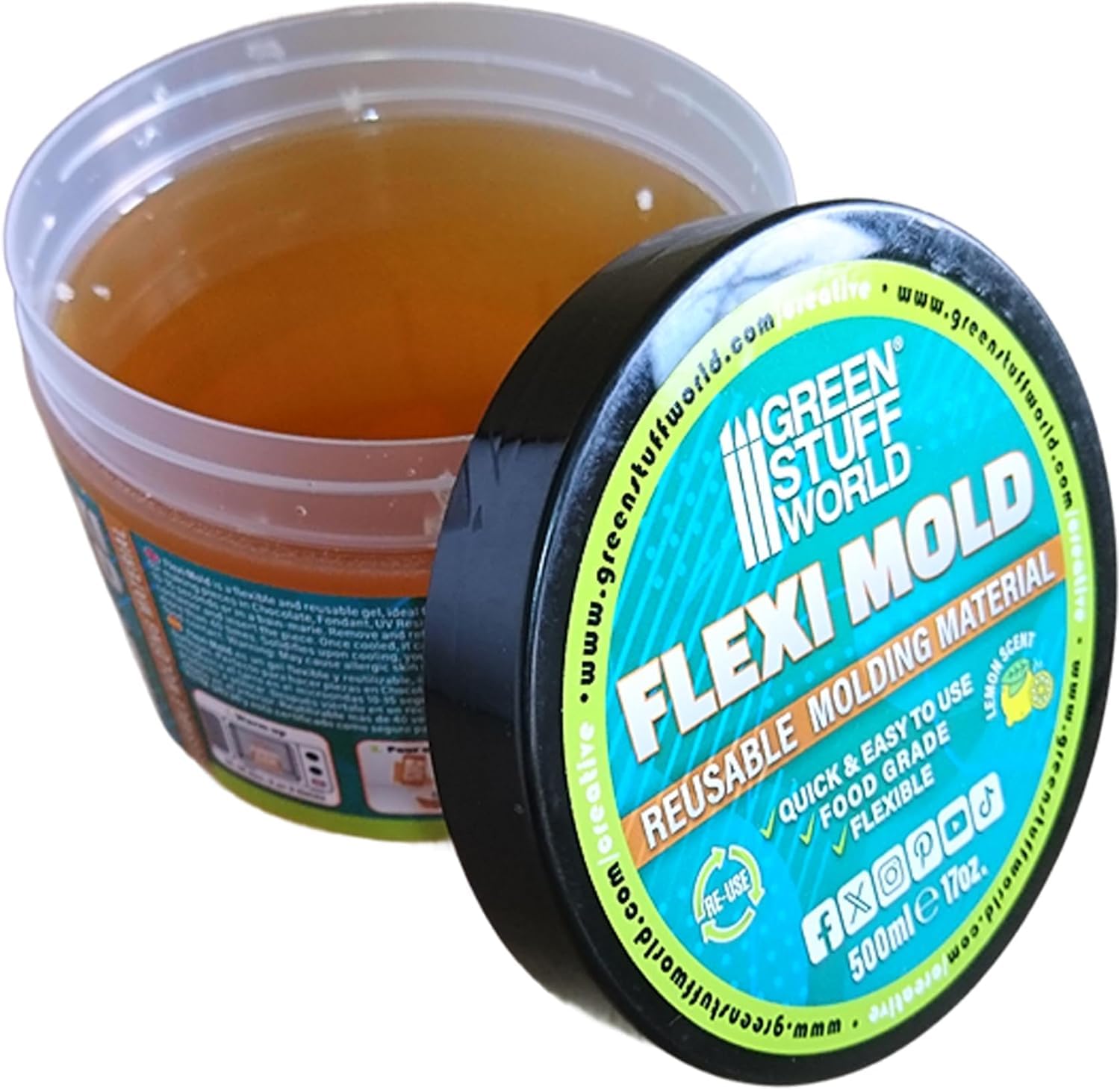 Green Stuff World Amber Flexi Mold - Reusable Molding Material 500Ml
