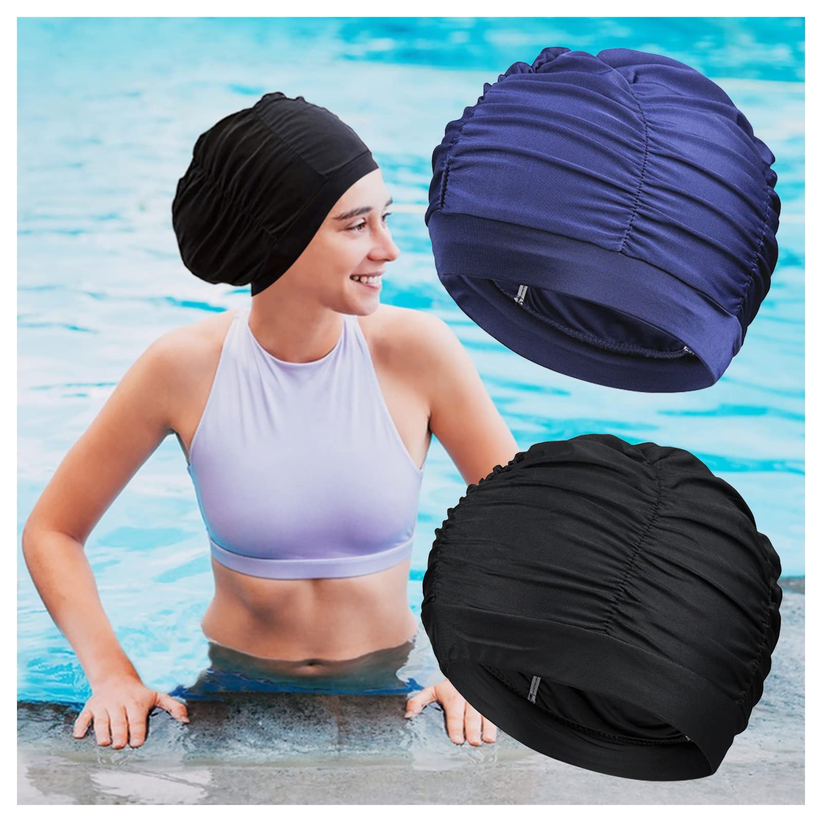 Cuffia Da Nuoto Per Capelli Lunghi - Nylon, Elastica, Unisex Adulti - Foto 6