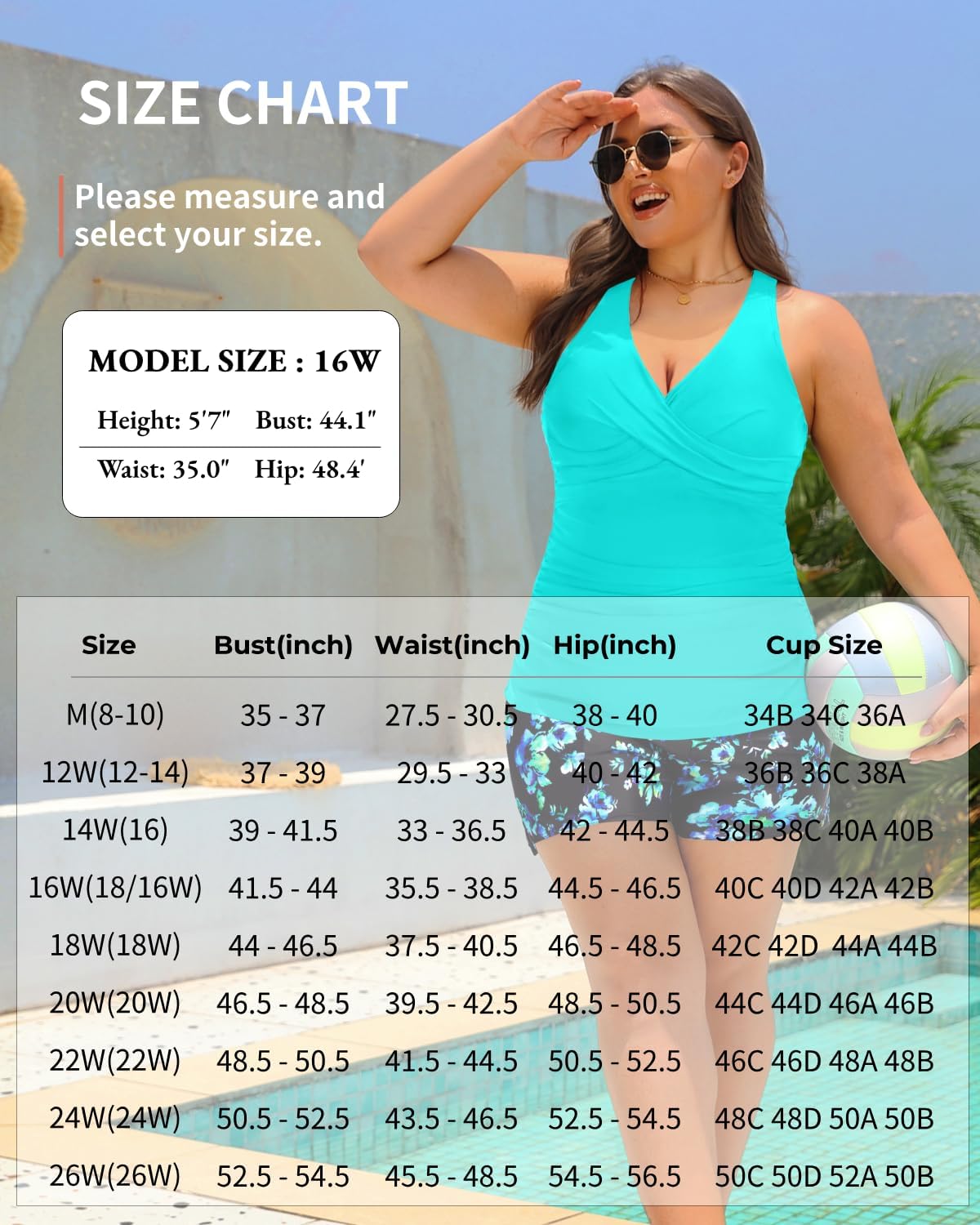 Daci Plus Size Tankini Swimsuit for Women - Two Piece Tummy Control Bathing Suit Tankini Top with Two Pockets Shorts - Image 6