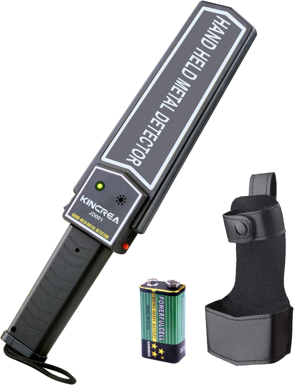 JD001 Hand Held Metal Detector Wand Security Scanner with 9V Battery, Black