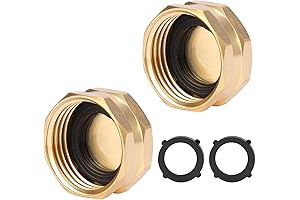2 Pack Garden Hose End Caps with Washers, Brass Spigot Cap, 3/4" Female End Cap