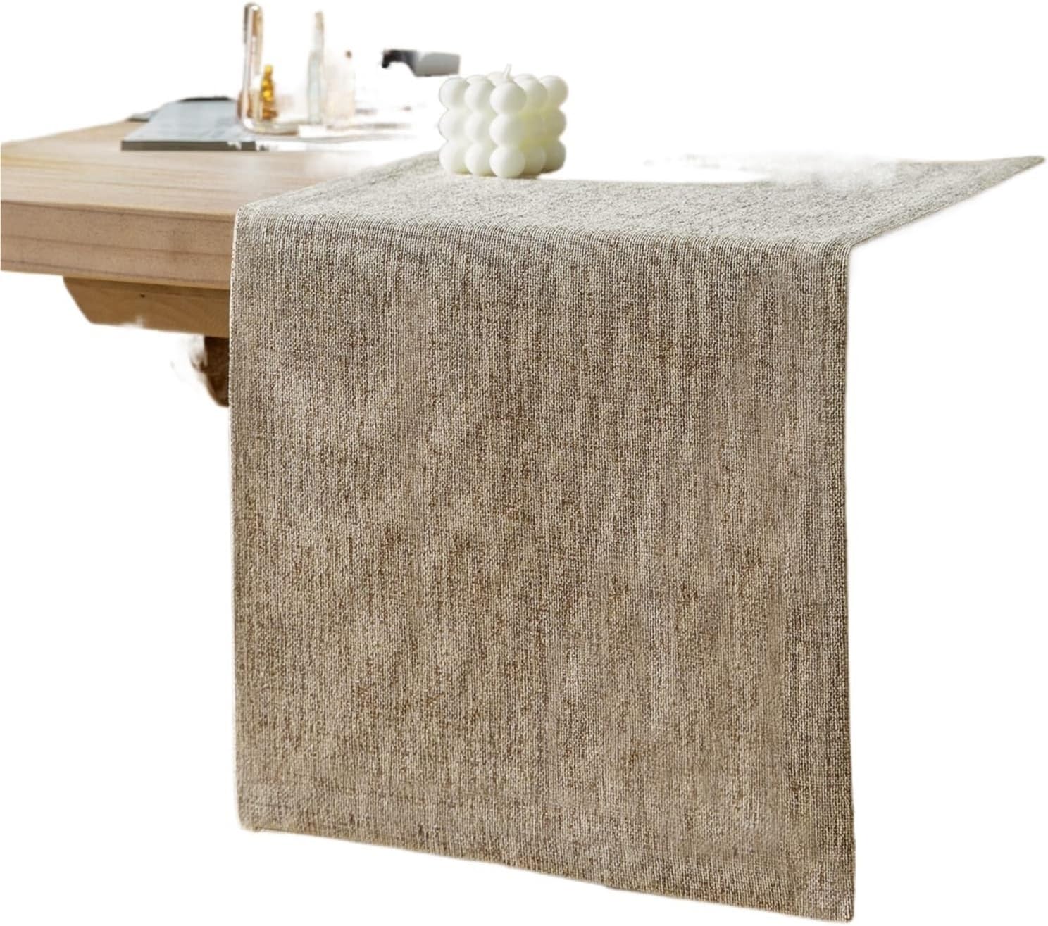 Table Runner for Home Decor Burlap Style Farmhouse Table Runners , Beige Rustic Woven Dining Runner for Home,Party Decoration, Everyday Use(White,33X275CM_1PC)
