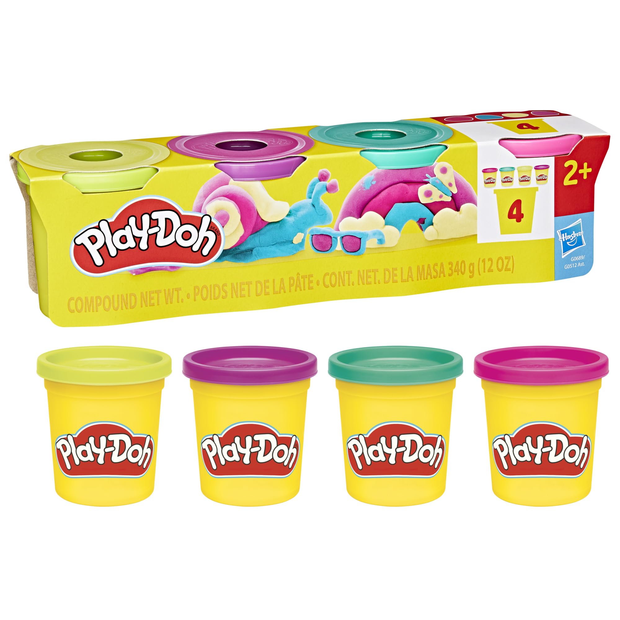 Play-Doh 4 Pack 85 Grams Vibrant Colours