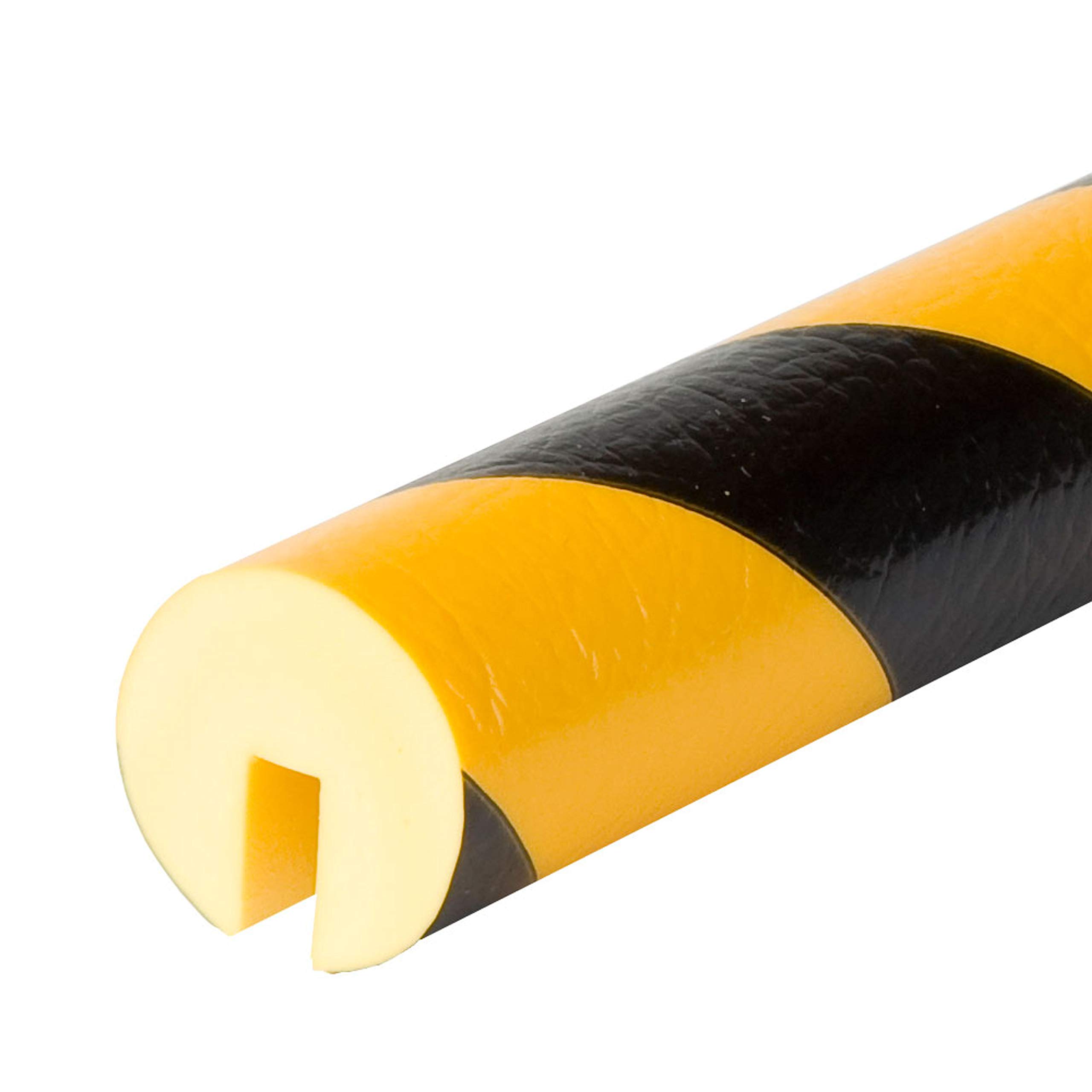 Knuffi 10011 Polyurethanschaum Kantenschutzprofil, Typ B, Gelb/Schwarz, 40mm Durchmesser, 1m Länge