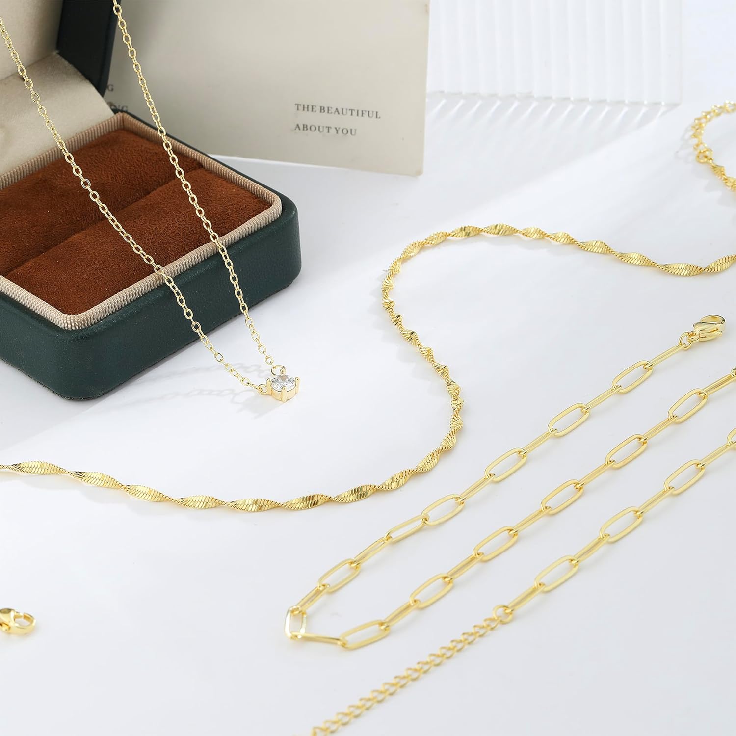 Gold/Silver Necklace for Women 14K Gold/Silver Plated Choker CZ Necklace Set for Women Simple Dainty Chain Trendy Jewelry Accessories - Image 5