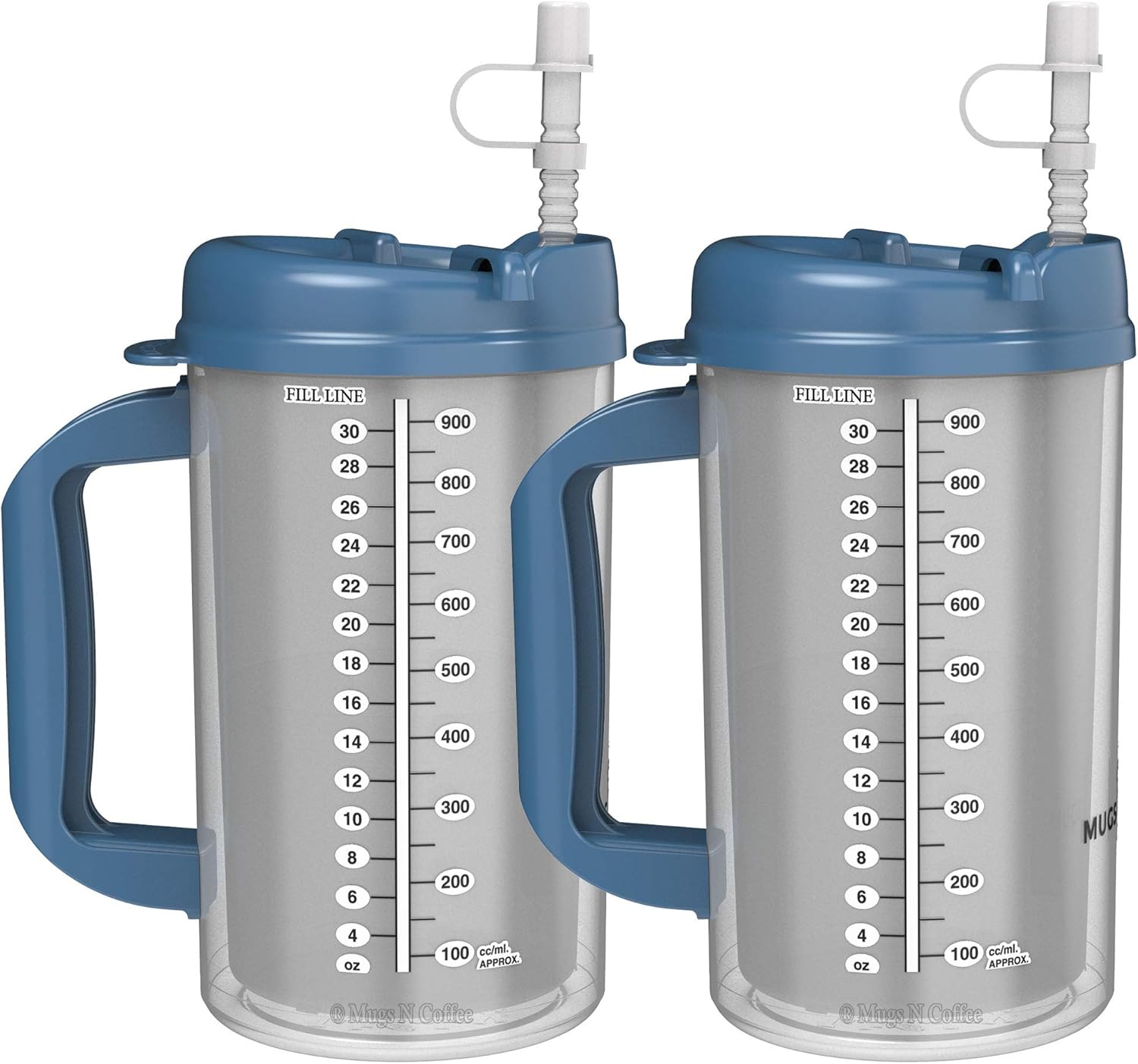 (2) 32 oz Hospital Mugs with Pearl Blue Lids Insulated