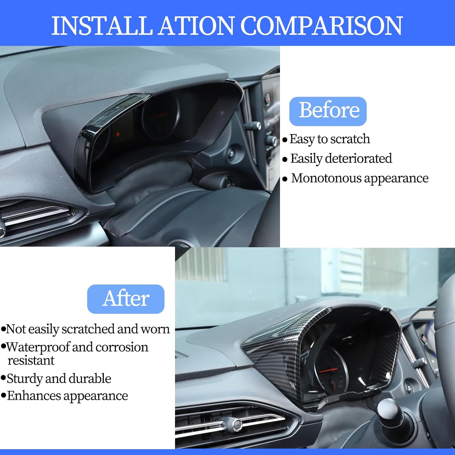 Dashboard Trim Frame Fit for 2022 2023 2024 Subaru WRX Dash Cover Instrument Panel Dial Trim Cover Frame Dash Panel Frame Interior Trim Accessories(Carbon Fiber Pattern)