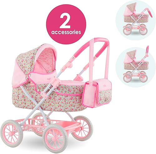 Miniatura 2 de Corolle Cochecito de muñeca de bebé para niñas, cochecito de bebé plegable de juguete para muñecas con diseño de carro, cochecito rosa