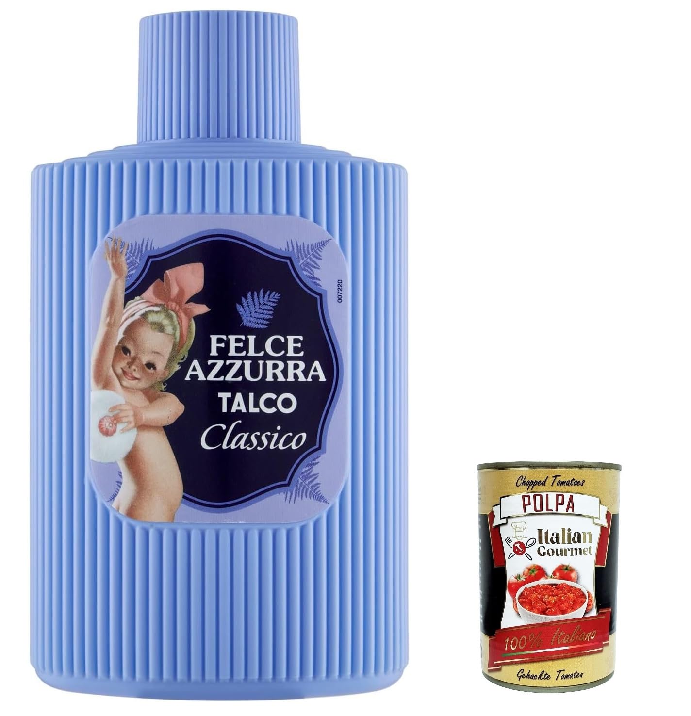 12x PAGLIERI Felce Azzurra Talco Classico Body Powder, Talc Powder, Talc Powder, 200 g Tin + Italian Gourmet Polpa 400 g
