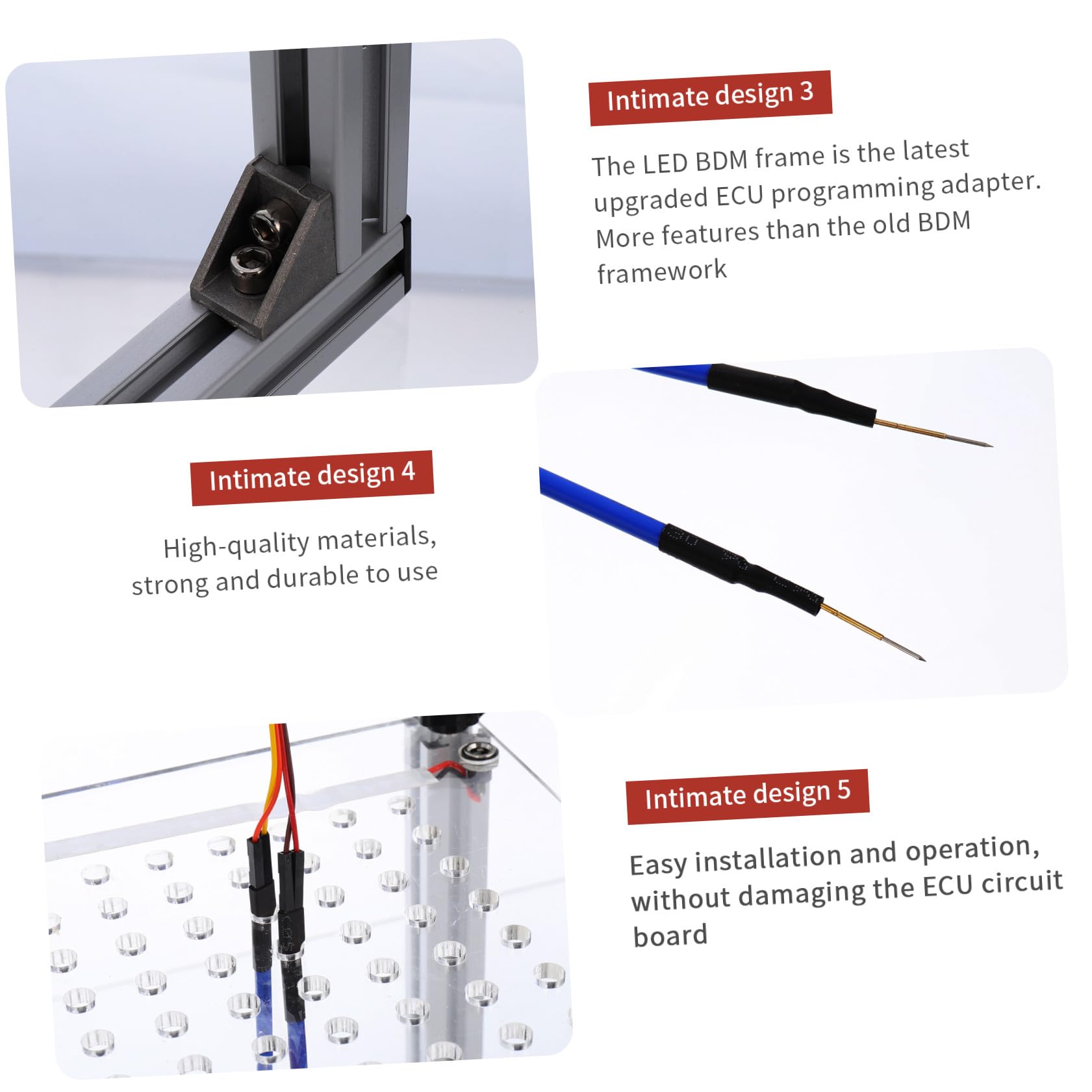 Cabilock Outil D'aluminium Installation Facile et Acrylique Programmation de 4 Cadre LED Professionnel avec Stylos Sondes, Alliage Test pour ECU pour Calculateur Automobile