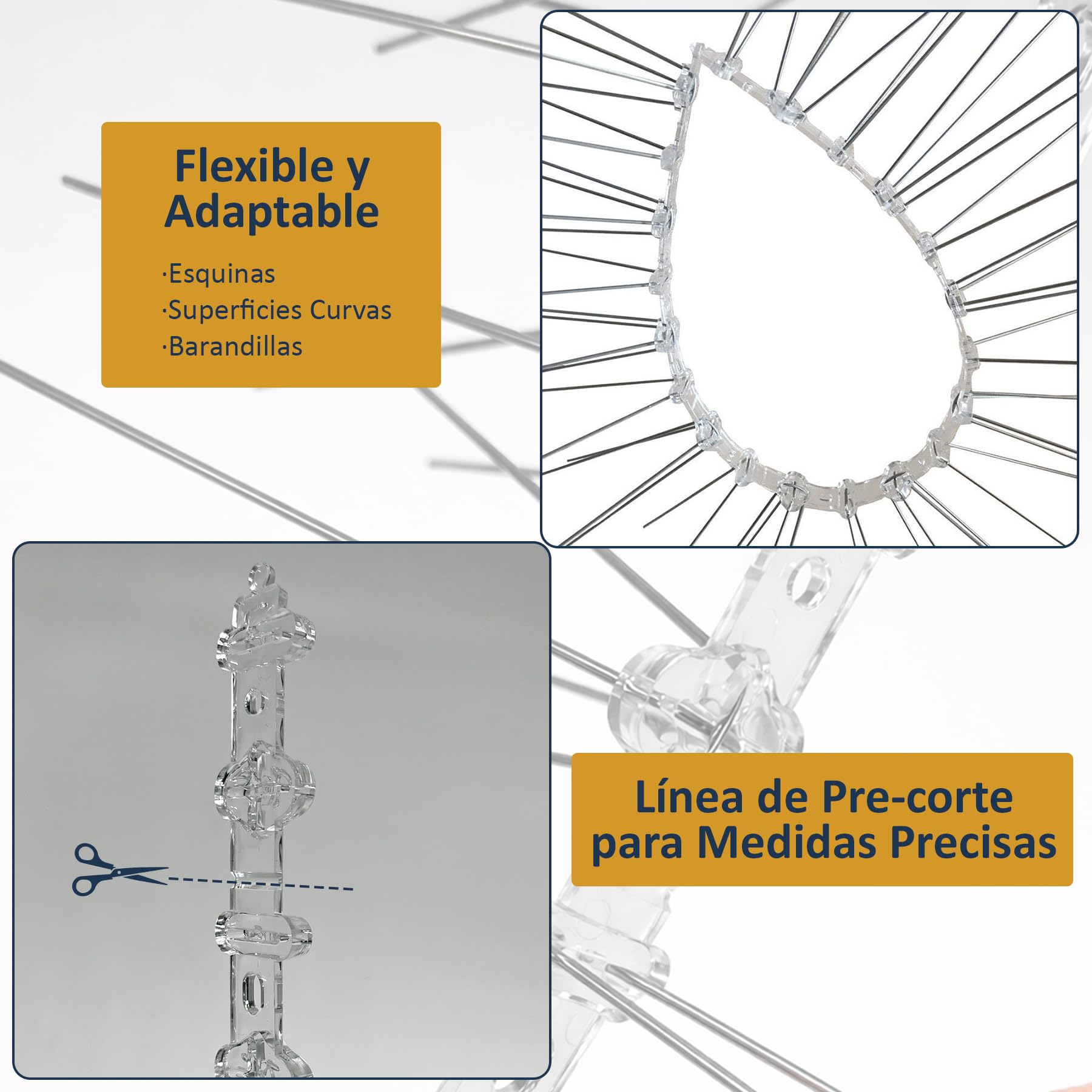 Cia&Co Taubenabwehr Spikes Edelstahl Modular – Flexibles Taubenabwehrsystem mit Vorperforierung alle 5 cm – Vogelabwehr für Balkon, Terrasse, Fassade und Dach (15 Meter)