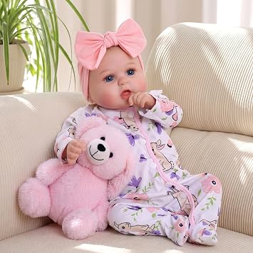 BABESIDE Dara 20 Inch Lifelike Reborn Baby Dolls, Long Brown Hair Girl