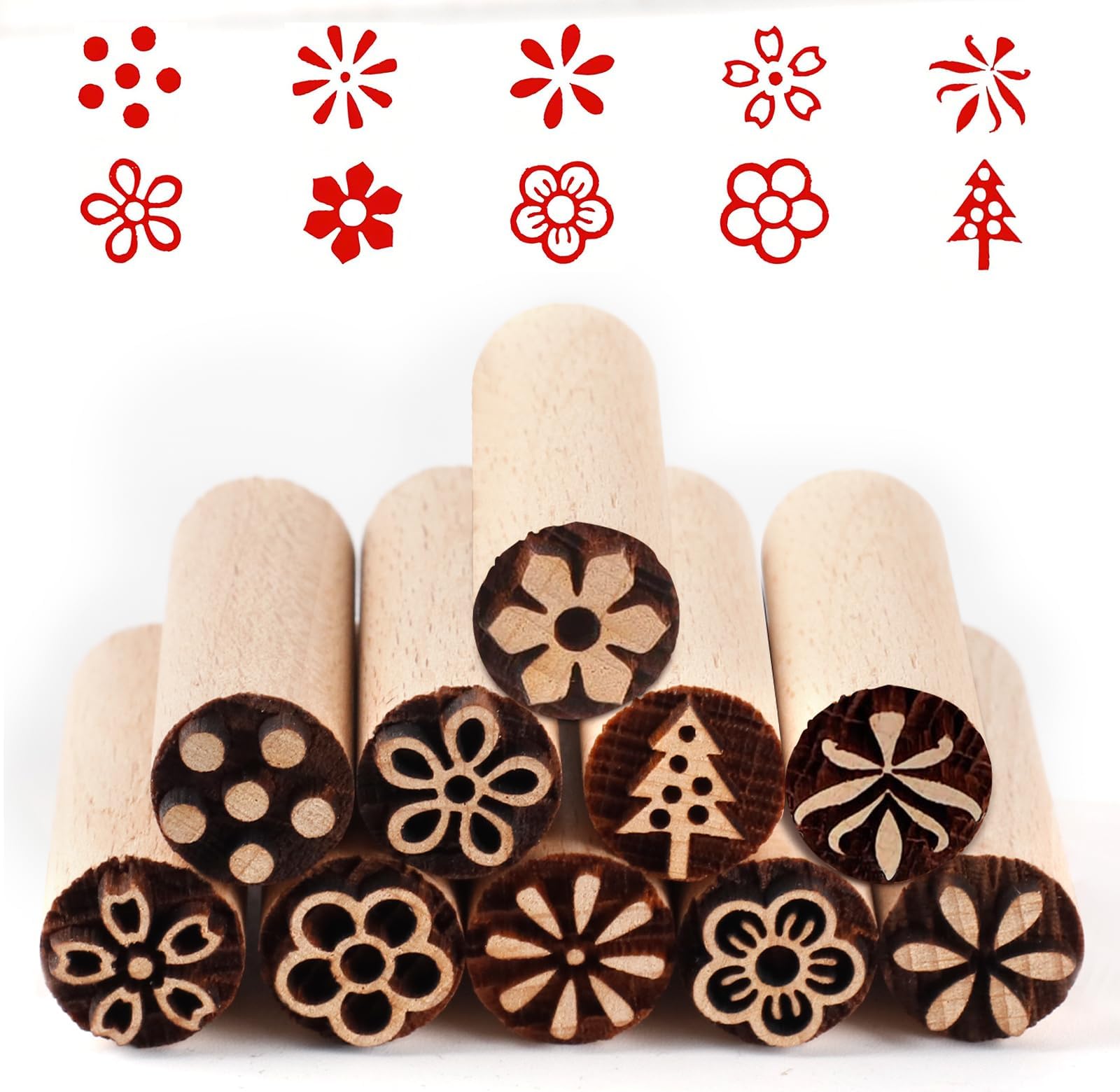 Set De Tampons En Bois De Noël | Tampons Des Fêtes Pour La Fabrication