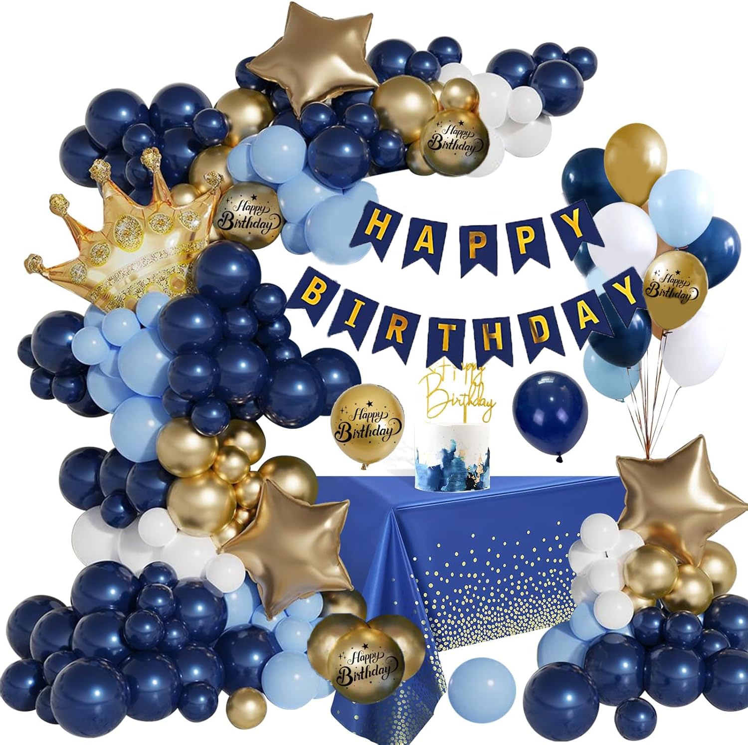 BIQIQI Birthday Decoration Birthday Balloons,Navy Blue Gold Balloons Navy Blue Gold Woman Man Birthday Decoration,Birthday Party Decoration Balloon Blue Balloons,Birthday Decor for Kids Adult(N)