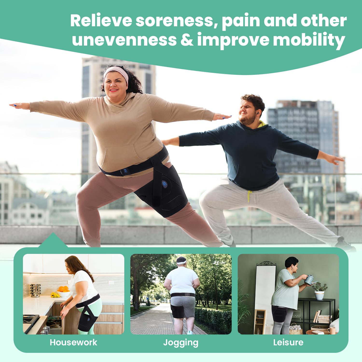 iDonua® Swollen Thigh Compression Wrap Brace for Lymphedema Reduction - with Adjustable 4 Cross Straps (Tall-L) - Image 6