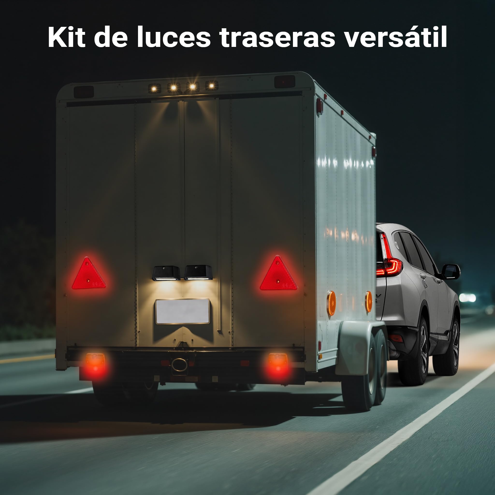WilTec Set iluminación trasera para remolque 12 piezas Enchufe 13 polos Cable 5m Reflectantes Marcado E