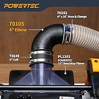 Vista 7 de POWERTEC 70105-P2 4 Pulg. Conector de Codo de 90 Grados - Conector de Ángulo Recto de Colector de Polvo de Plástico ABS