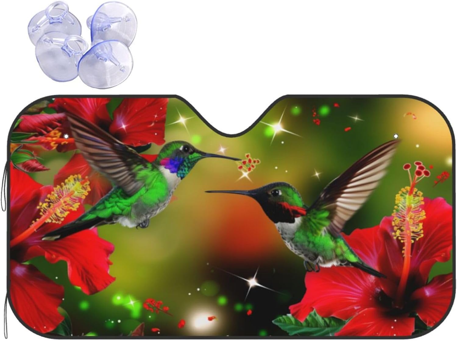 Flower Hummingbirds Love Windshield Sunshade for Car SUV Truck Foldable Uv Ray Reflector Front Window Sun Shade Visor Shield Cover