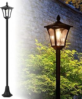 67" Solar Lamp Post Lights, Waterproof Outdoor Solar Powered Vintage Street Lights for Backyard, Patio, Garden, Lawn, Pathway, Driveway,Warm White,60 Lumen